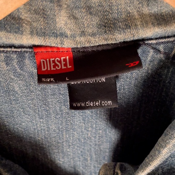 Diesel Denim Zip front Shirt with Pink Stitch Details - Picture 4 of 4